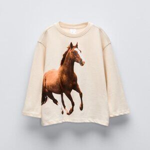 NWT Zara Kids Horse Print Long Sleeve Shirt